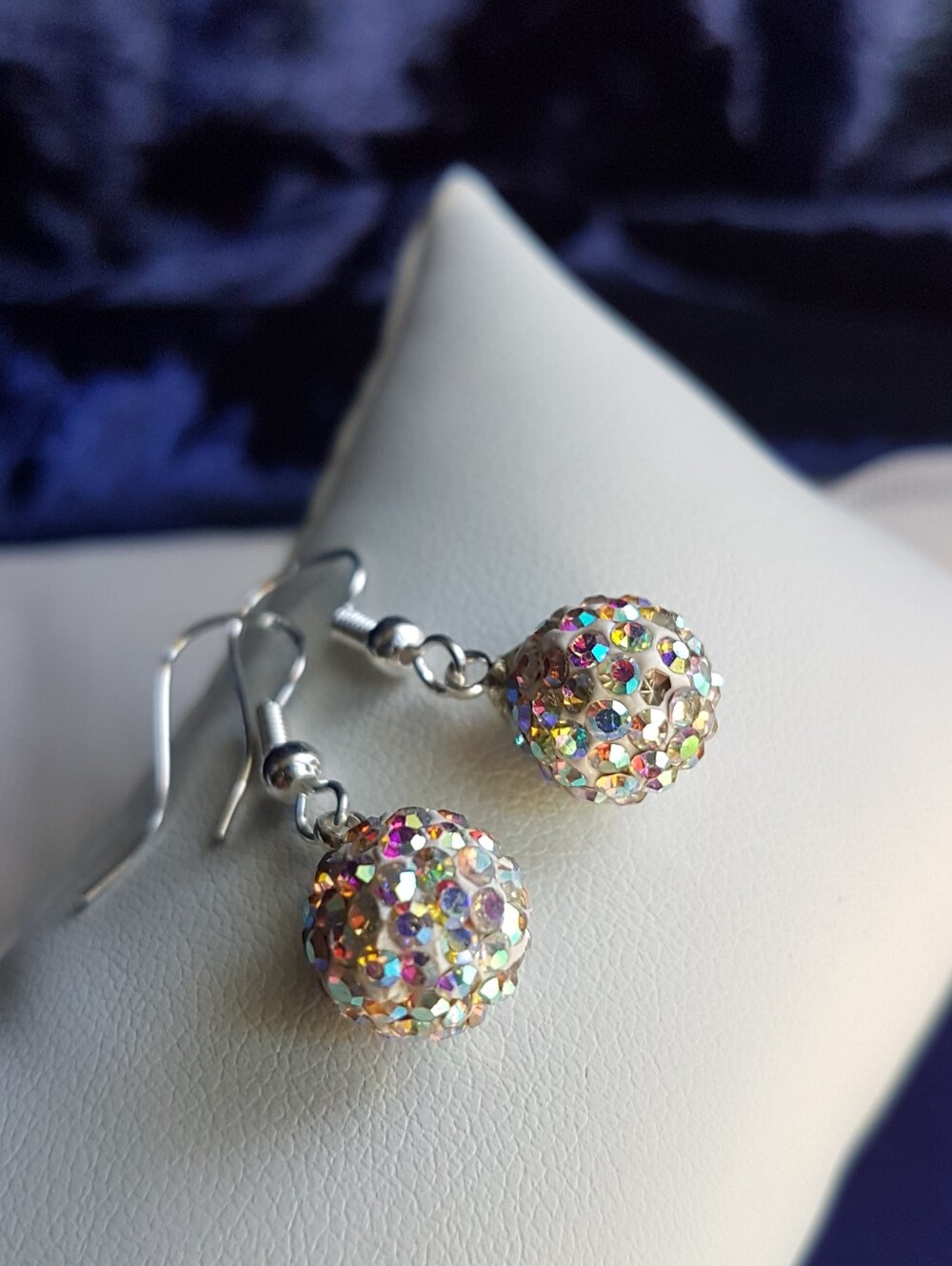 Swarovski Elements 925 Sterling Silver Aurora Borealis Disco Ball Necklace NEW - Picture 16 of 16